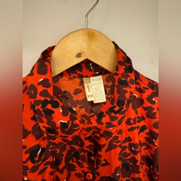 RED LEOPARD BUTTON UP LOOSE DRESS - Picture 4 of 5